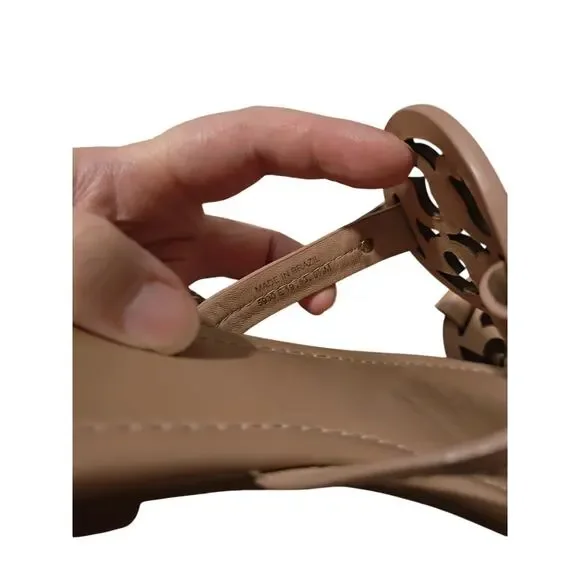 Tory Burch Miller Leather Thong Flip Flop Women Sandal Vintage Large Logo Sz 9.5 - Picture 5 of 6